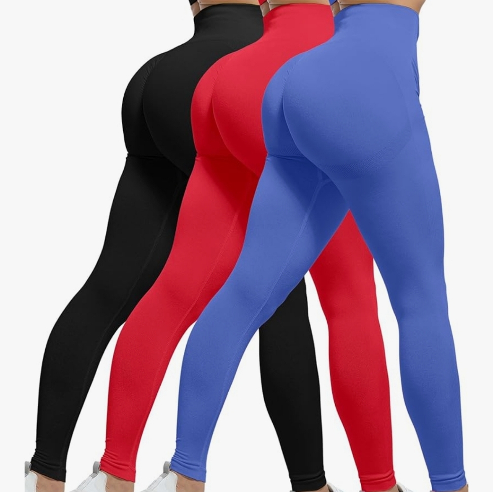 Workout Leggings Set, Gym Scrunch Butt  Lifting Seamless Leggings 3 Pack